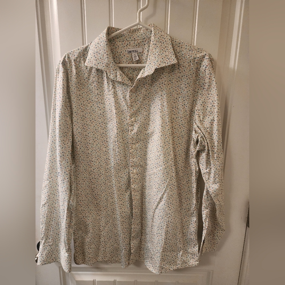 Bar III Slim Fit Floral Button Down Shirt – Men’s L – Organic Cotton